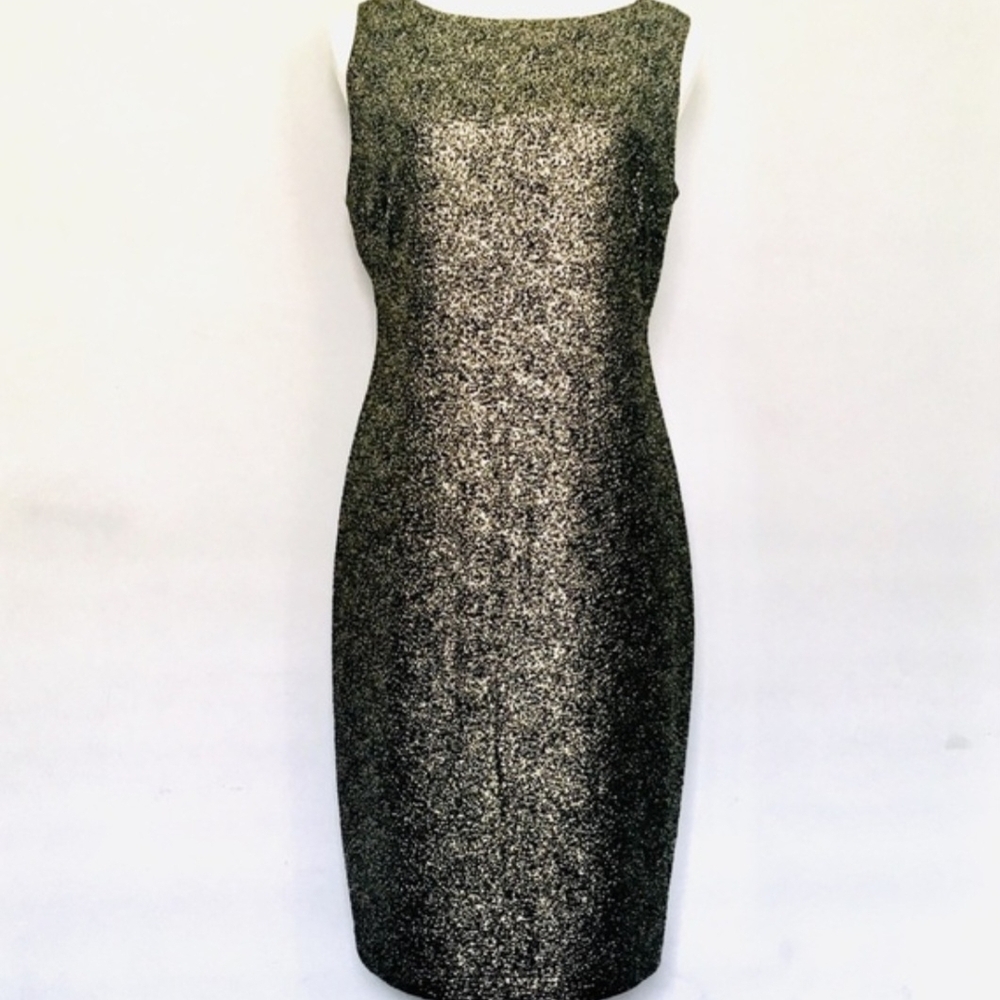 Onyx Nite Black and Gold Midi Dress